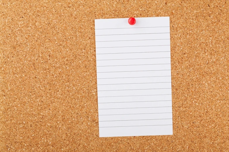 a note paper pinned to a cork board, minimalism, very sharp photo, high res photo