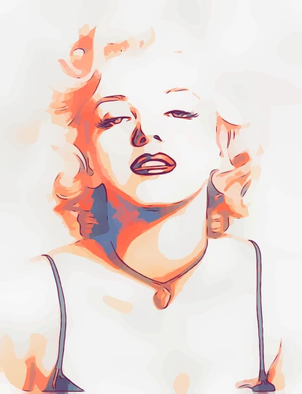 a digital painting of a woman's face, vector art, inspired by Marilyn Bendell, trending on pixabay, pop art, retro effect, high quality screenshot, beautiful painting of a tall, masterpiece illustration