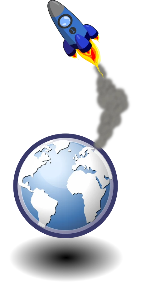 a rocket flying over a globe with smoke coming out of it, an illustration of, pipe smoke, vectorized, viewed from earth, avatar for website