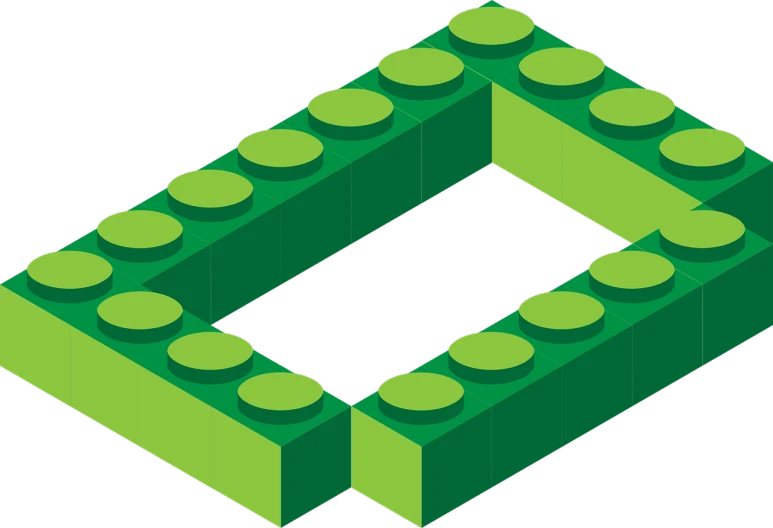 a green lego block in the shape of a triangle, a digital rendering, hollow, wikihow illustration, ten flats, chain