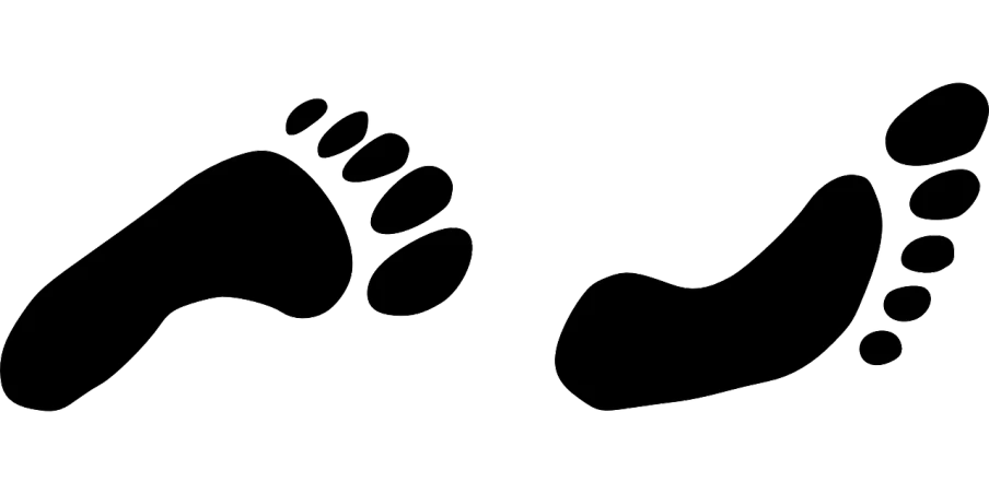 a black and white drawing of a pair of feet, a raytraced image, inspired by Victorine Foot, reddit, ascii art, running from bear, black backround. inkscape, bezier curve, paw pads