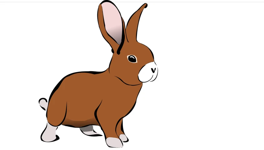 a drawing of a brown rabbit on a white background, an illustration of, trending on pixabay, with a white muzzle, colored lineart, mule, full screen