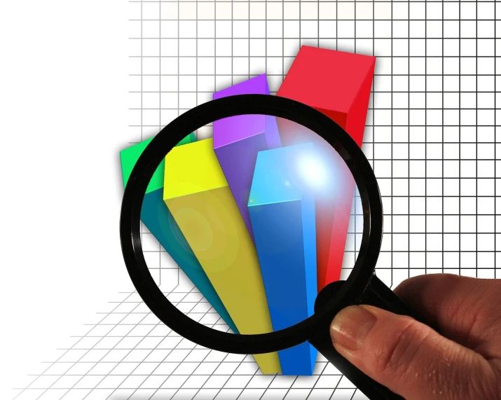 a close up of a person holding a magnifying glass, a screenshot, pixabay, analytical art, charts, a brightly colored, cubic, 2 0 5 6 x 2 0 5 6