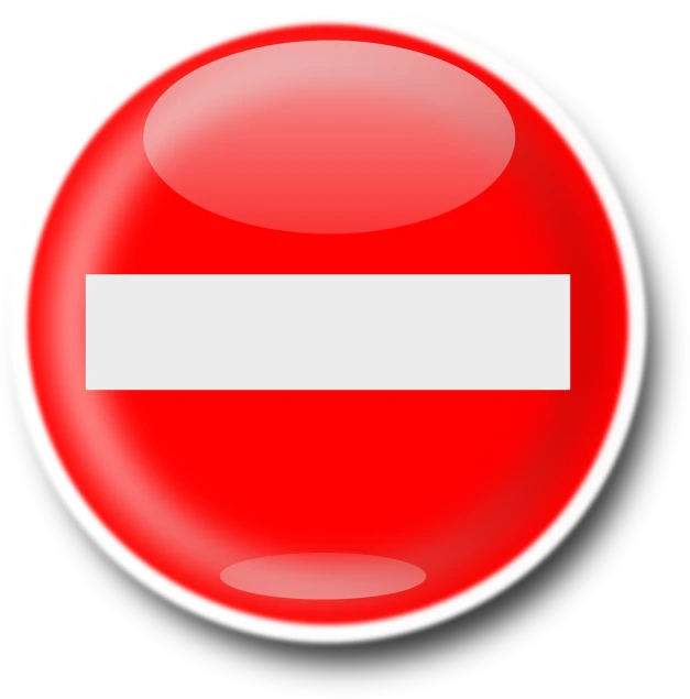 a red no entry sign on a white background, a digital rendering, by John Button, flickr, bauhaus, vector icon, onyx, traffic light on, mute