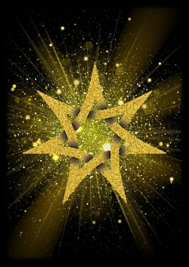 a gold star burst on a black background, digital art, by Aleksander Gierymski, shutterstock contest winner, digital art, celtic golden symbols, sparkles and glitter, the star tarot card, !!! very coherent!!! vector art