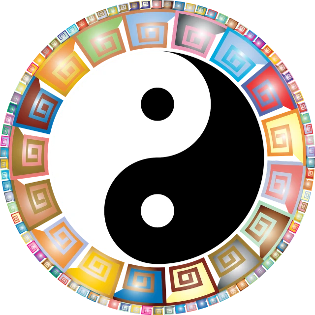 a picture of a yin sign in a circle, a digital rendering, inspired by Wu Wei, pixabay, cloisonnism, lesbian, paul laffoley, yinyang shaped, swirling