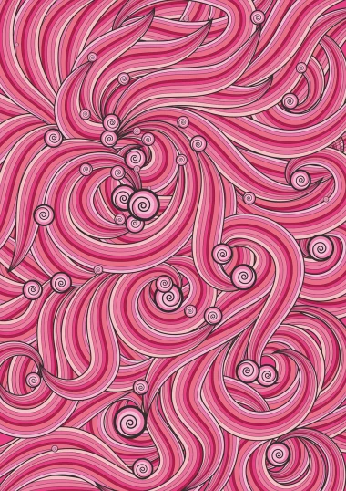 a drawing of swirls on a pink background, inspired by Waldo Peirce, tumblr, art nouveau, hair are curled wired cables, tribal red atmosphere, ocean pattern, full color illustration