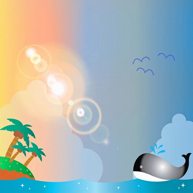 an image of a whale in the ocean, an illustration of, sun coast, wallpaper!, summer setting, clipart