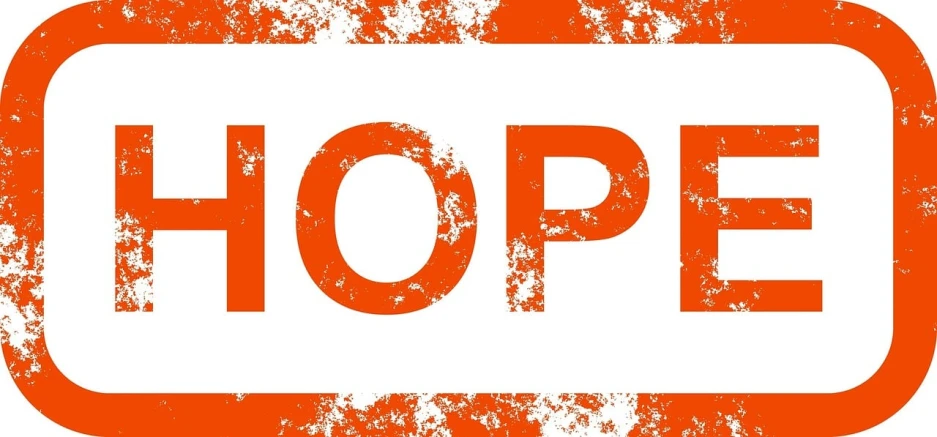 an orange hope sign on a white background, inspired by Carl Hoppe, trending on pixabay, happening, banner, oppai, restoration, negative space is mandatory