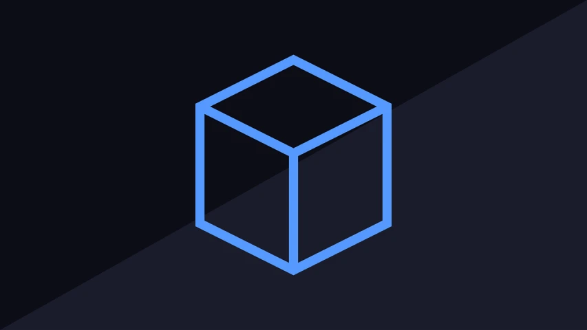 a blue box on a black background, cubo-futurism, icon for an ai app, minimalist line art, packshot, designed in blender