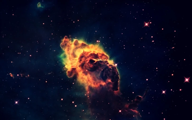 an image of a nebula with stars in the background, tumblr, cosmic tiger, wallpaper - 1 0 2 4, spaceship in space, big nebula as clover