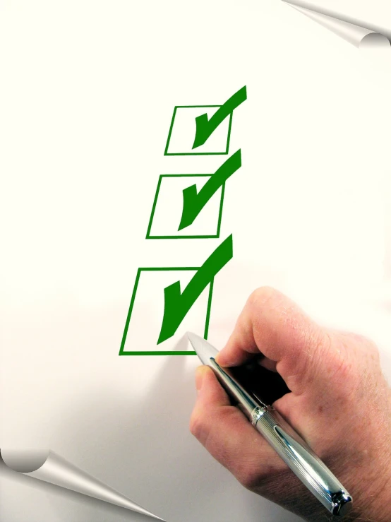 a person writing a checklist on a piece of paper, by Loren Munk, pixabay, visual art, green flags, television show, train, wikimedia commons