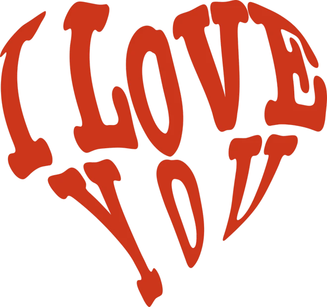 a red heart with the word love on it, inspired by Wes Wilson, !!! very coherent!!! vector art, black metal band font, orange, i love you