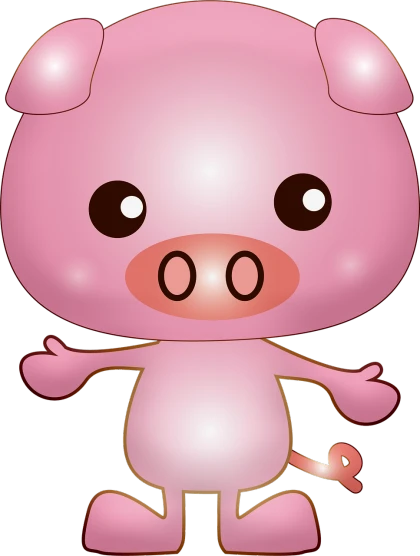 a cartoon pig standing in front of a black background, a digital rendering, inspired by Masamitsu Ōta, pixabay, mingei, pink girl, shiny!!, “portrait of a cartoon animal, isolated on white background