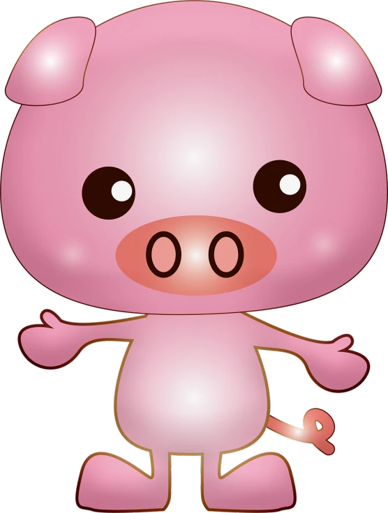 a cartoon pig standing in front of a black background, a digital rendering, inspired by Masamitsu Ōta, pixabay, mingei, pink girl, shiny!!, “portrait of a cartoon animal, isolated on white background