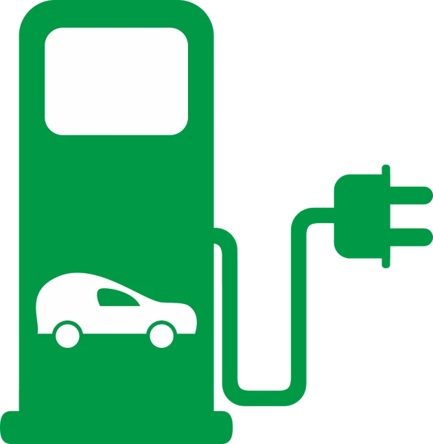 a green gas pump with a car plugged into it, trending on pixabay, conceptual art, webdesign icon for solar carport, dark bg, [epic, electric color