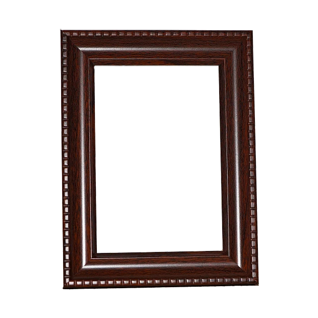 a wooden picture frame on a black background, a picture, mahogany wood, bahamas, center frame medium shot, high quality product image”