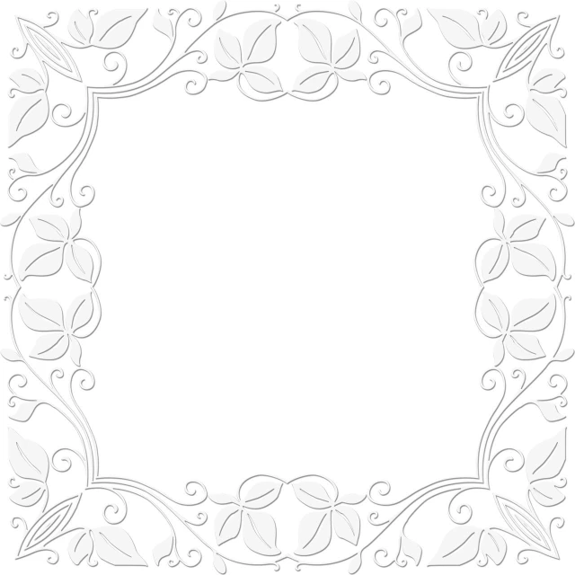 a white floral frame on a white background, an ambient occlusion render, inspired by Ödön Márffy, art deco, linen, squared border, color page, background image