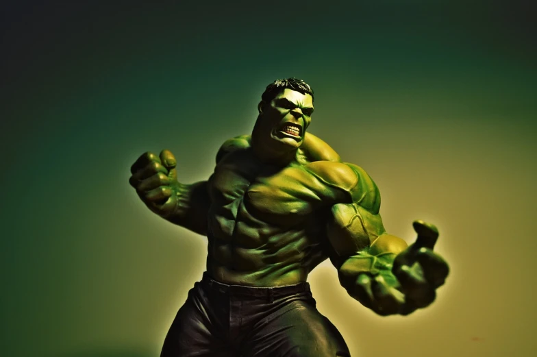 a close up of a statue of a hulk, a picture, by Arnie Swekel, pexels, figurativism, biopunk toys made in china, badass pose, emma watson as she-hulk, angry man