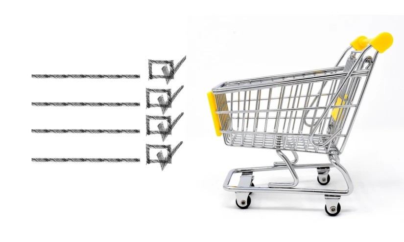 a shopping cart sitting next to a check mark, a digital rendering, trending on pixabay, modernism, wireframes, set photo, on white background, composite