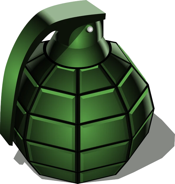 a green grenade on a white background, an illustration of, by Hugh Hughes, shutterstock, digital art, cartoon style illustration, antiwar, transparent carapace, full color illustration