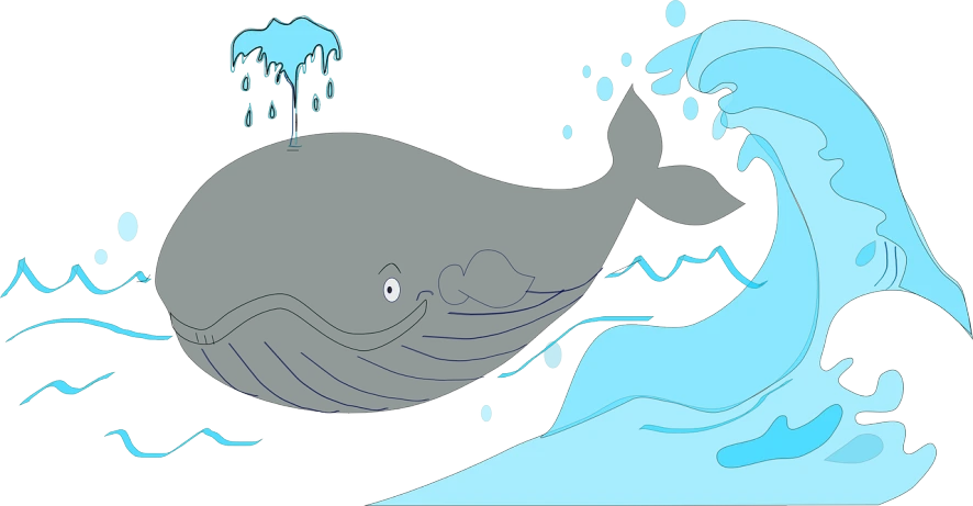 an image of a whale in the water, inspired by Masamitsu Ōta, deviantart contest winner, mingei, black backround. inkscape, raining!!, glacier coloring, group photo