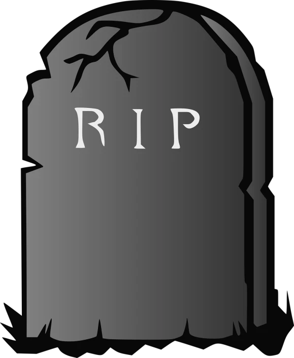 a tombstone with the word rip on it, a cartoon, pixabay, dark. no text, grayscale, 1128x191 resolution, 🎨🖌️