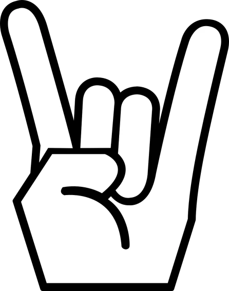 a black and white picture of a hand with a peace sign, vector art, by Andrei Kolkoutine, pixabay, evil rock concert, loki horns, wolverine, he is a rockstar