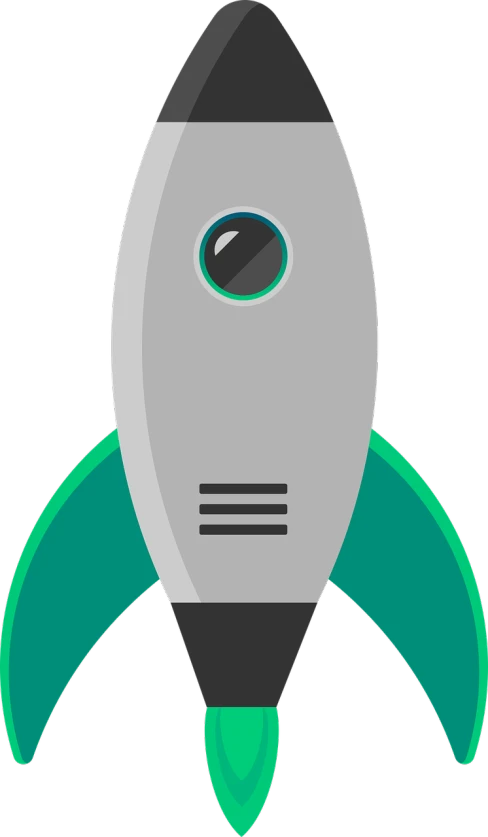 a gray and green rocket ship on a black background, trending on pixabay, hypermodernism, avatar image, small gadget, mercury, on a gray background