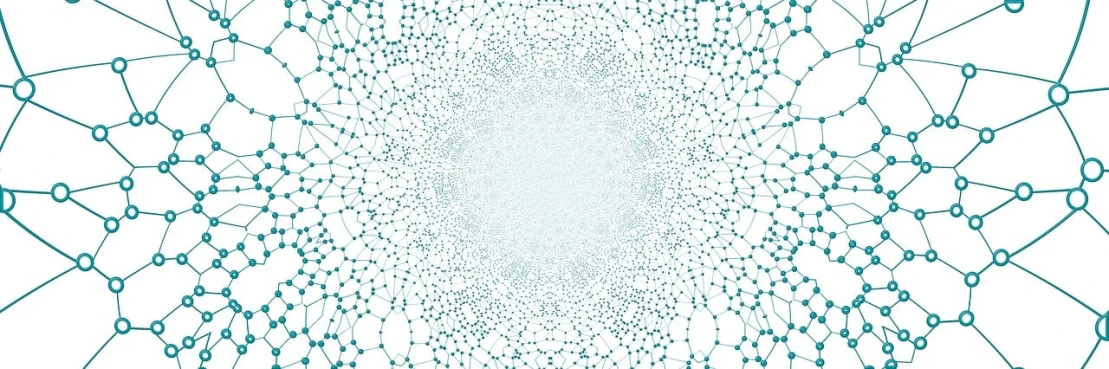 a close up of a bunch of dots on a white background, a raytraced image, inspired by Lorentz Frölich, generative art, infinite fractal mandala tunnel, cyan dimensional light, cobweb, with gradients
