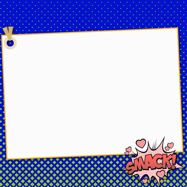 a picture of a picture of a picture of a picture of a picture of a picture of a picture of a picture of a picture of a, a comic book panel, inspired by Lichtenstein, pop art, background soft blue, snacks, card back template, paper border