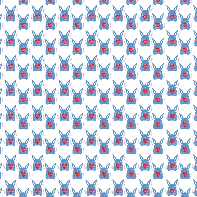a pattern of blue and red horned heads on a white background, inspired by Shunbaisai Hokuei, tumblr, playboy bunny, spritesheet, man with a blue heart, —ar 16:9