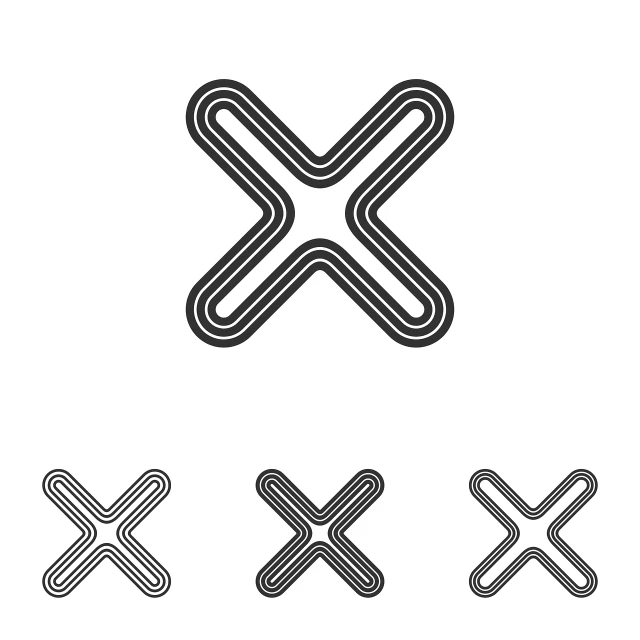 a cross icon on a white background, inspired by Zsolt Bodoni, minimalism, highway, variations, x logo, detailed lines