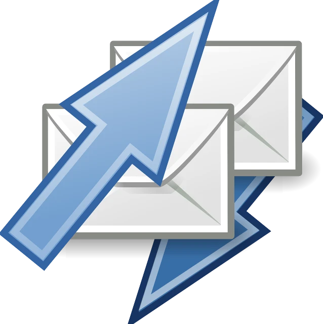 two envelopes with an arrow coming out of them, a screenshot, computer art, three quarter view, viewpoint is to front and left, link, ( ( illustration