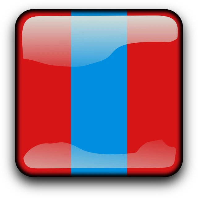 a red and blue square button on a black background, digital art, flag, ios icon, clipart icon, traffic