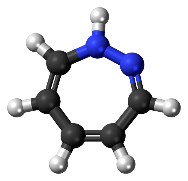 a close up of a model of a molecule, a raytraced image, renaissance, black and blue color scheme, gemini, in style of monkeybone, sake