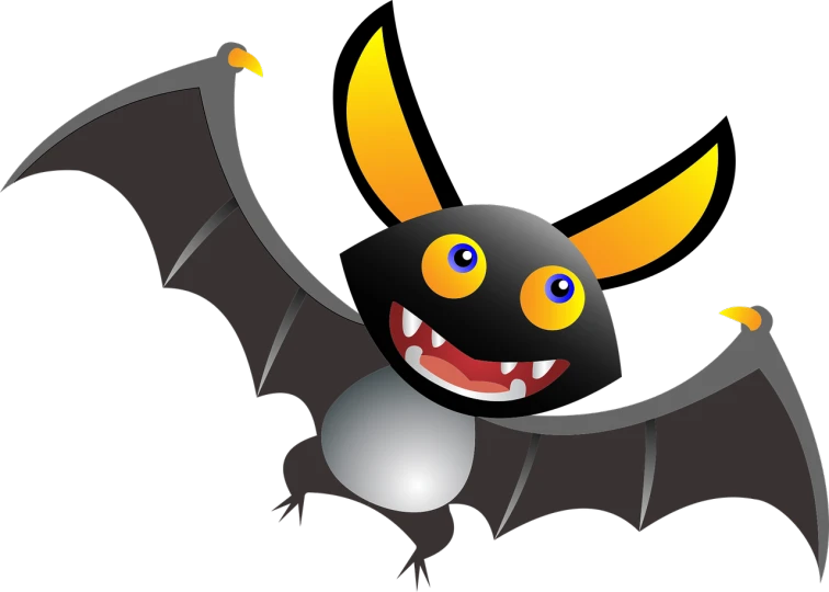 a cartoon bat with a big smile on its face, an illustration of, mingei, nanotech demonic monster horror, spooky photo