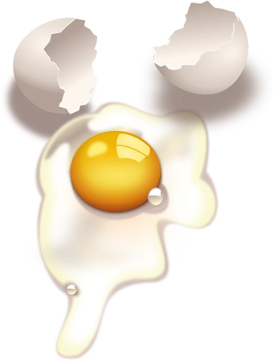 a broken egg sitting on top of a plate, an illustration of, flickr, digital art, mickey mouse head, shiny!!, ( ( illustration, smokey