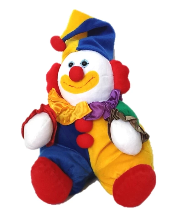 a close up of a stuffed clown on a white background, by Ivan Mrkvička, -h 1024, childrens toy, deluxe, jigsaw