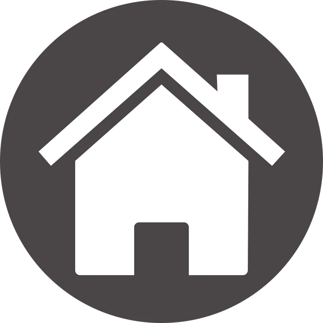 a white house in a black circle, a screenshot, pixabay, modernism, favicon, cabin, on a gray background, homeloaf