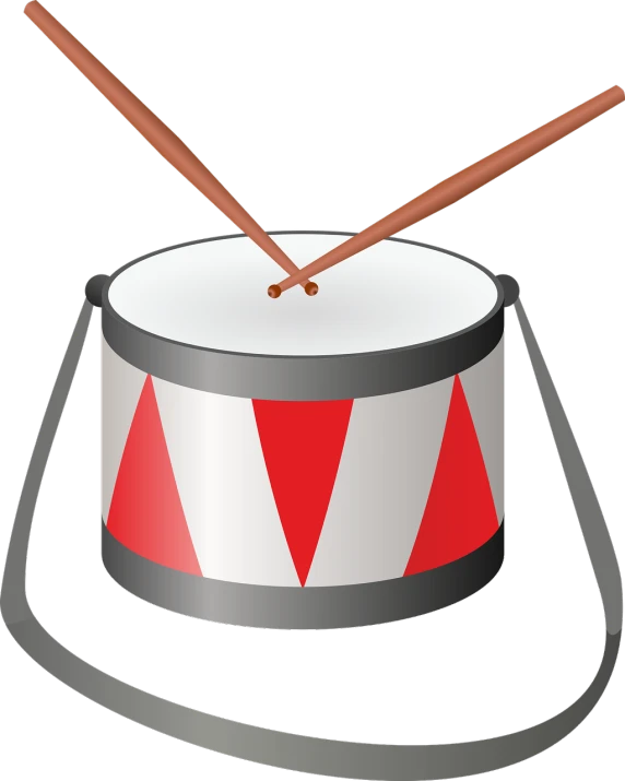 a drum with two sticks sticking out of it, a digital rendering, inspired by Masamitsu Ōta, pop art, red white and black color scheme, basic, nighttime!, beginner