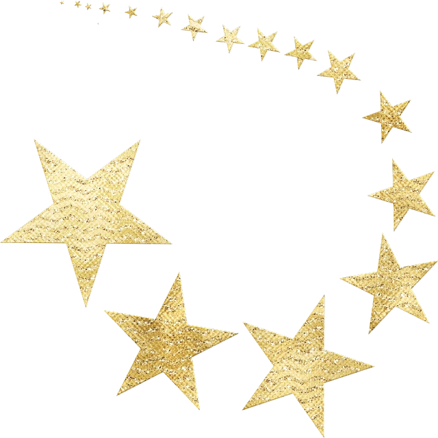 a circle of gold stars on a black background, various sizes, 💣 💥💣 💥, clipart, glitter tornados