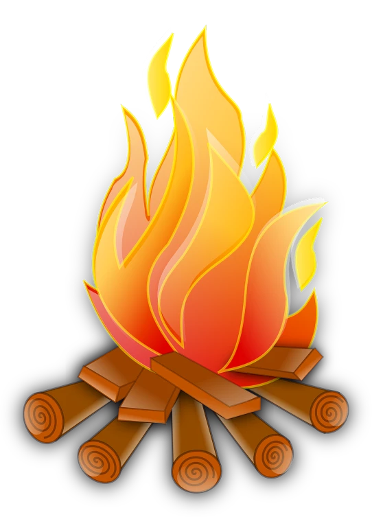 an image of a campfire on a black background, a digital rendering, by Robert Richenburg, pixabay, hurufiyya, cartoon illustration, a wooden, spitfire, transparent background