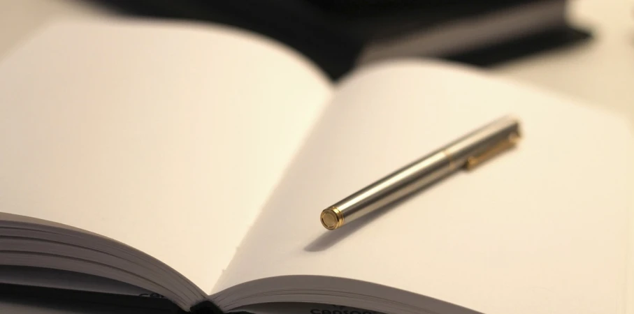 a pen sitting on top of an open book, a picture, by Andrei Kolkoutine, iphone wallpaper, white paper, 4 0 9 6, bottom angle