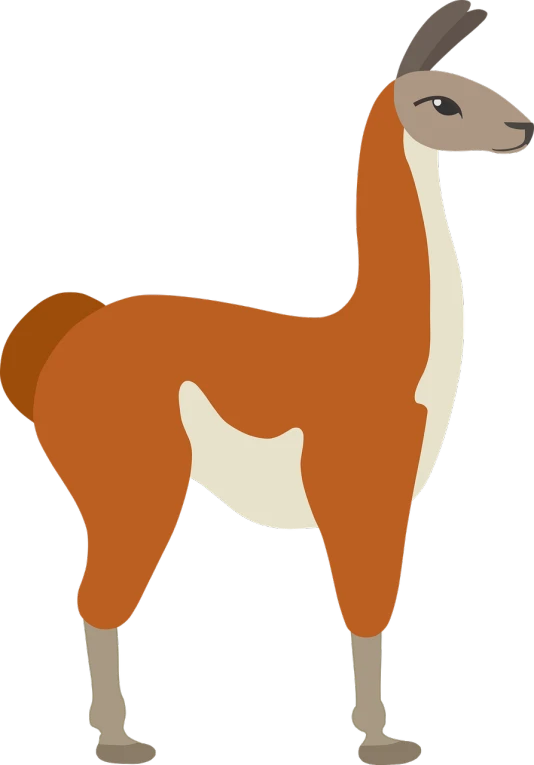 a llama standing in front of a white background, inspired by Nyuju Stumpy Brown, mingei, ( ( generative ) ), orange body, deco, fine background proportionate