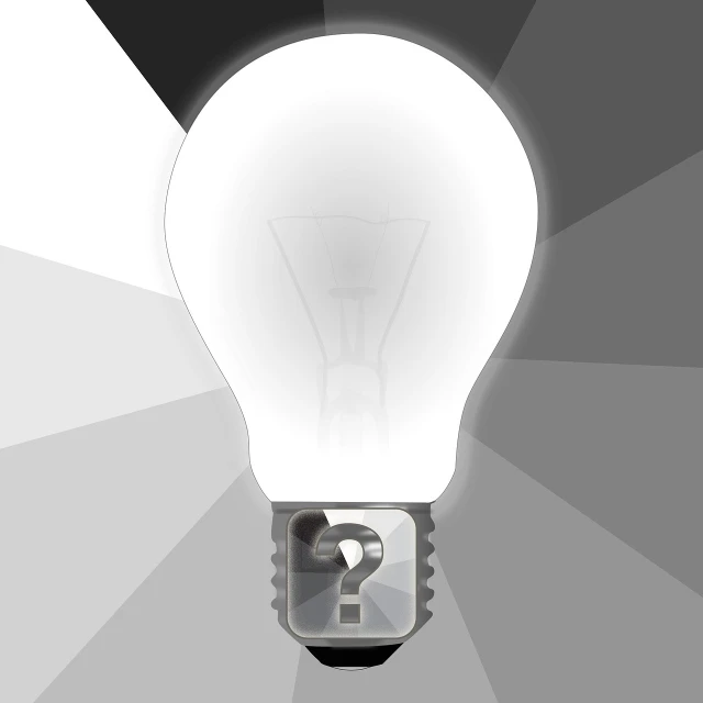 a light bulb with a question mark on it, by Jon Coffelt, grayscale pantone, artists rendition, glare, contest