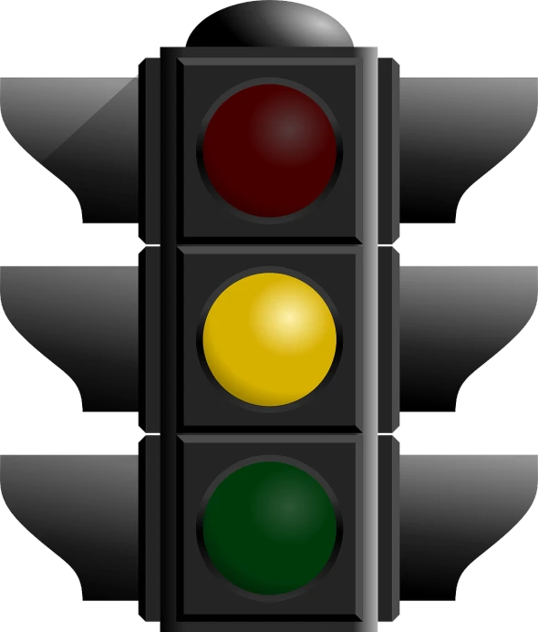 a traffic light with red, green, and yellow lights, bauhaus, black. yellow, high res, muted brown yellow and blacks, colored illustration