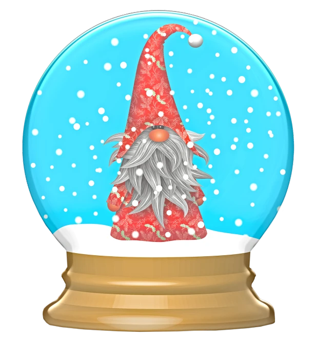 a snow globe with a gnome inside of it, digital art, intermediate art, hat, fully colored, center view