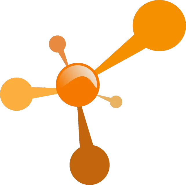 a close up of an orange object on a white background, a digital rendering, connections, logo vector art, meeting point, molecules