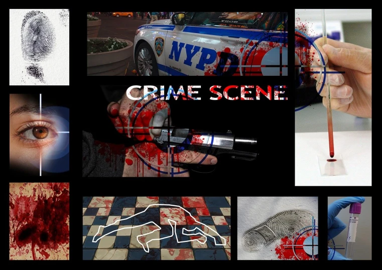 a collage of images of a crime scene, trending on cg society, serial art, new york, cgi cutscene, handheld, nypd